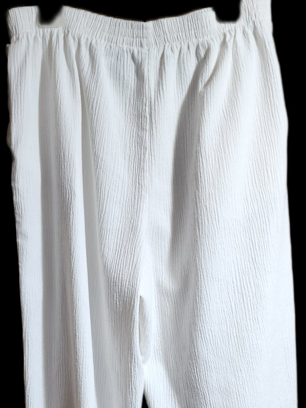 Blair Women's White Crinkle Textured Elastic Waist Pull-On Pants Size 12